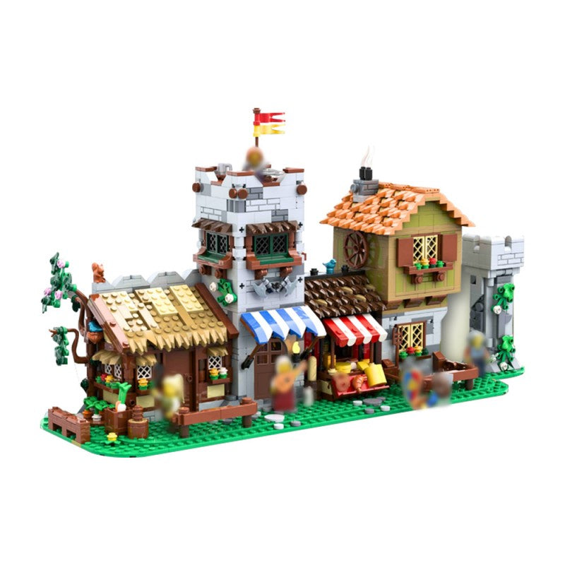 1783pcs Medieval Town Square MOC Building Set - Gobricks Version (187250 Alternate Build) | Creative Display Model for Home Decor & Gift for LEGO Enthusiasts