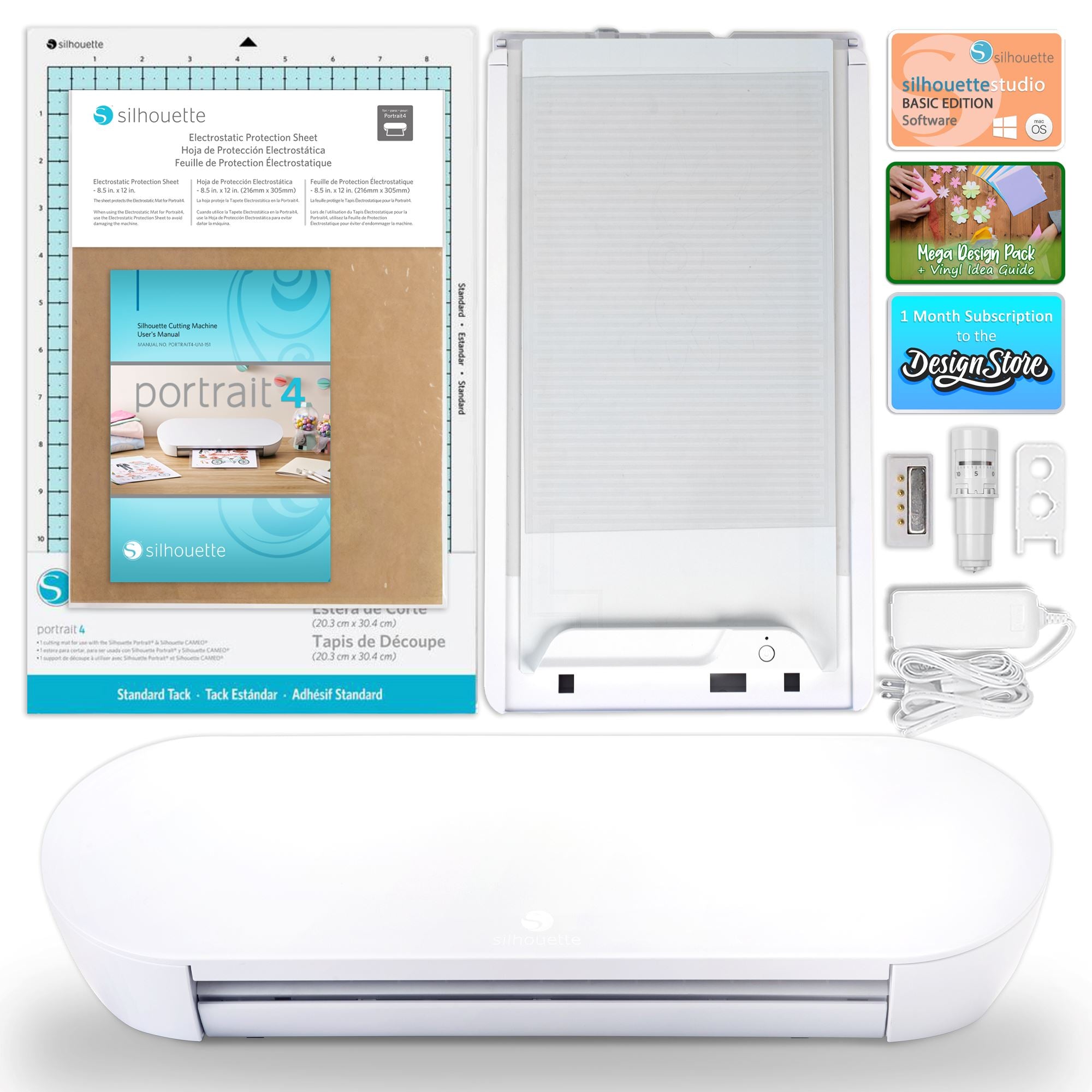 Silhouette Portrait 4 Cutting Machine with Electrostatic Grip Mat - Perfect for DIY Crafts, Vinyl Decals, and Home Decor Projects