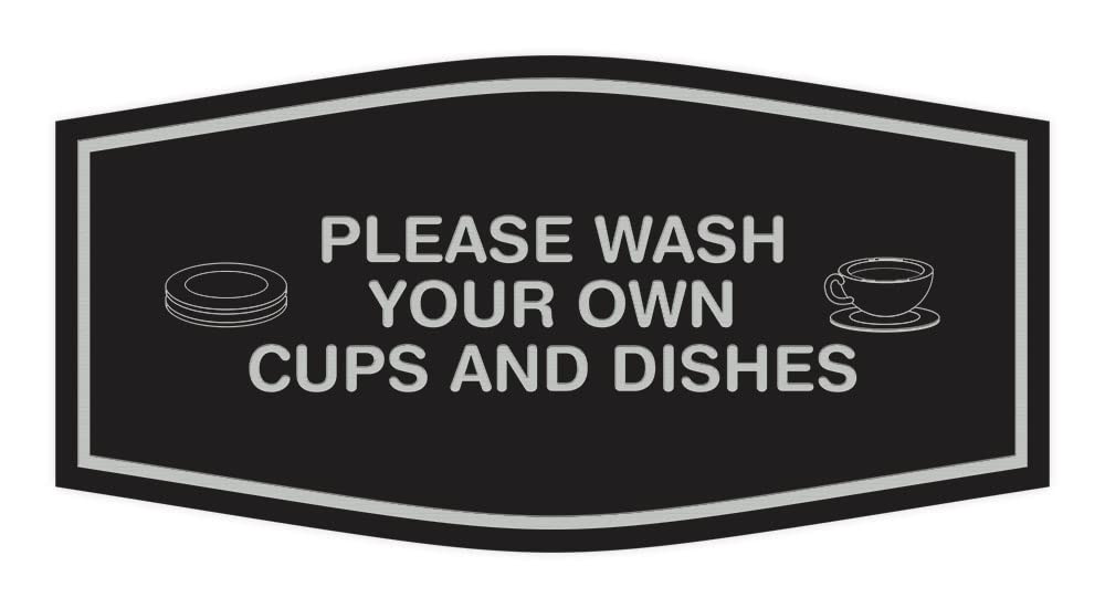 Funny 'Please Wash Your Own Dishes' Sign - Black or Silver Kitchen Decor for Home, Office, Dorm - Perfect for Sinks, Break Rooms & Shared Spaces