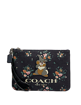 Coach Disney X Gallery Pouch with Rose Bouquet & Thumper - Stylish Crossbody Bag for Women, Perfect for Daily Use, Travel & Disney Theme Park Visits