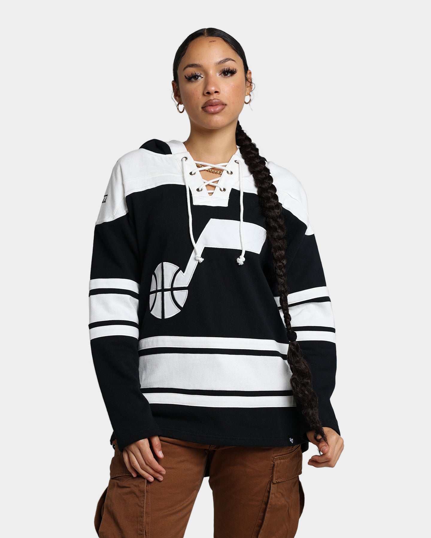 47 Brand Utah Jazz Superior Lacer Hoodie - Jet Black NBA Basketball Fan Apparel for Men & Women - Perfect for Game Day, Casual Wear & Street Style