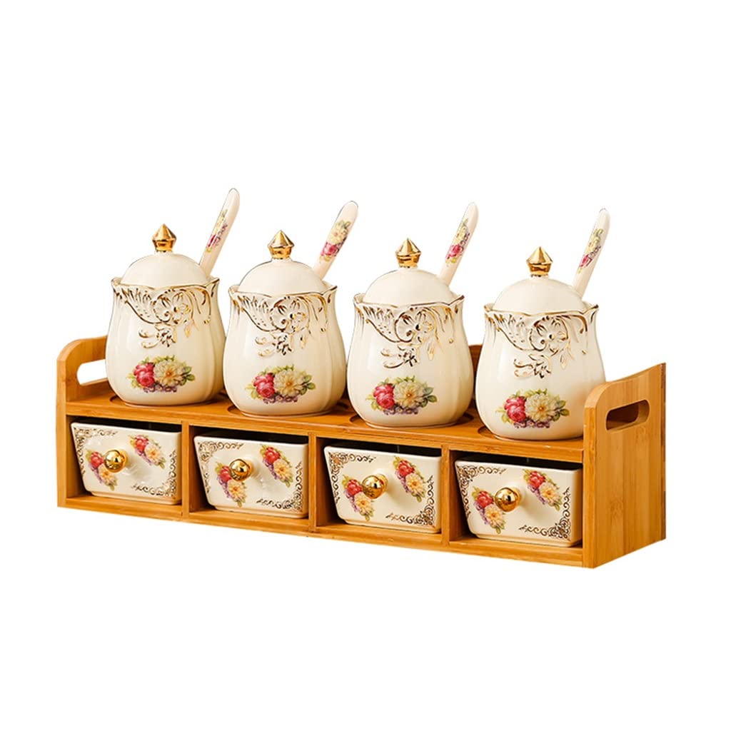 Ceramic Coffee Storage Jar with Spoon - Airtight Kitchen Oil Spray, Sugar, Seasoning Holder - Style 2 - Perfect for Coffee, Tea, Spices, and Pantry Organization