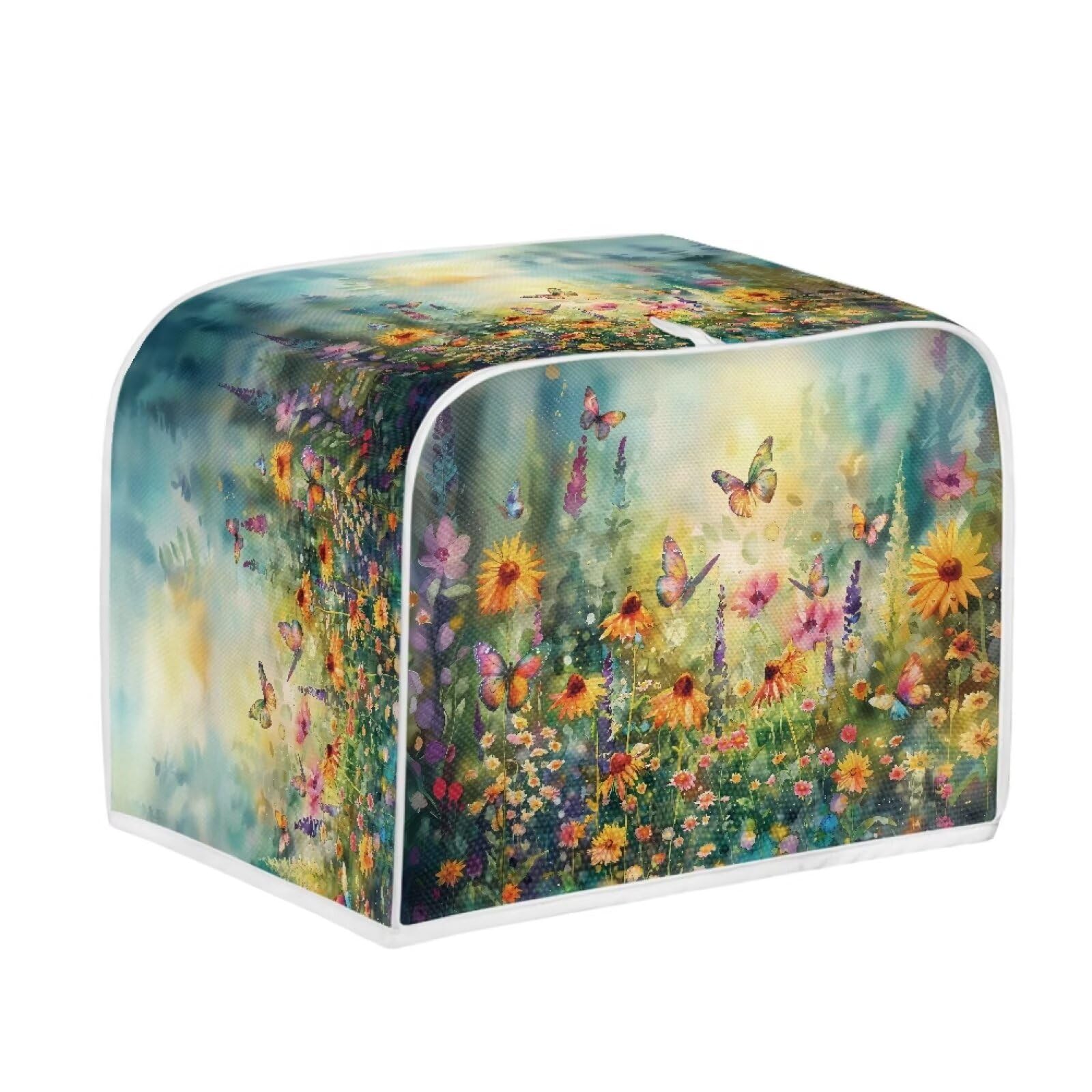 Vibrant Floral Print Quilted Toaster Cover - Stylish & Durable 2-Slice Toaster Oven Cover for Kitchen Small Appliances - Perfect for Bread Makers, Toasters & Countertop Protection