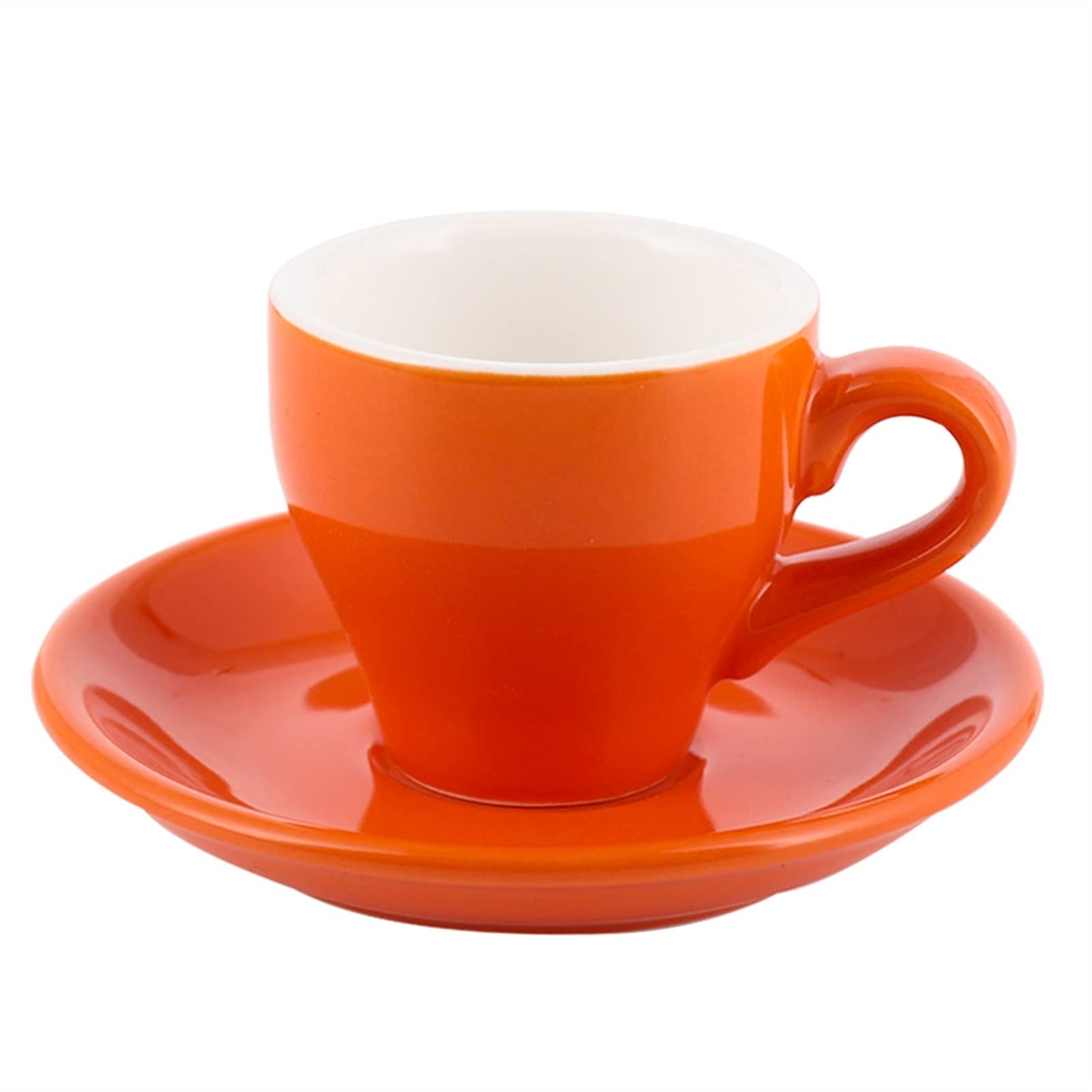 Premium Ceramic Espresso Cup and Saucer Set (80ml) - Small Coffee Mugs with Spoon for Home, Restaurant & Cafe Use - Elegant Simplicity Color Design - Perfect for Espresso, Cappuccino & Latte