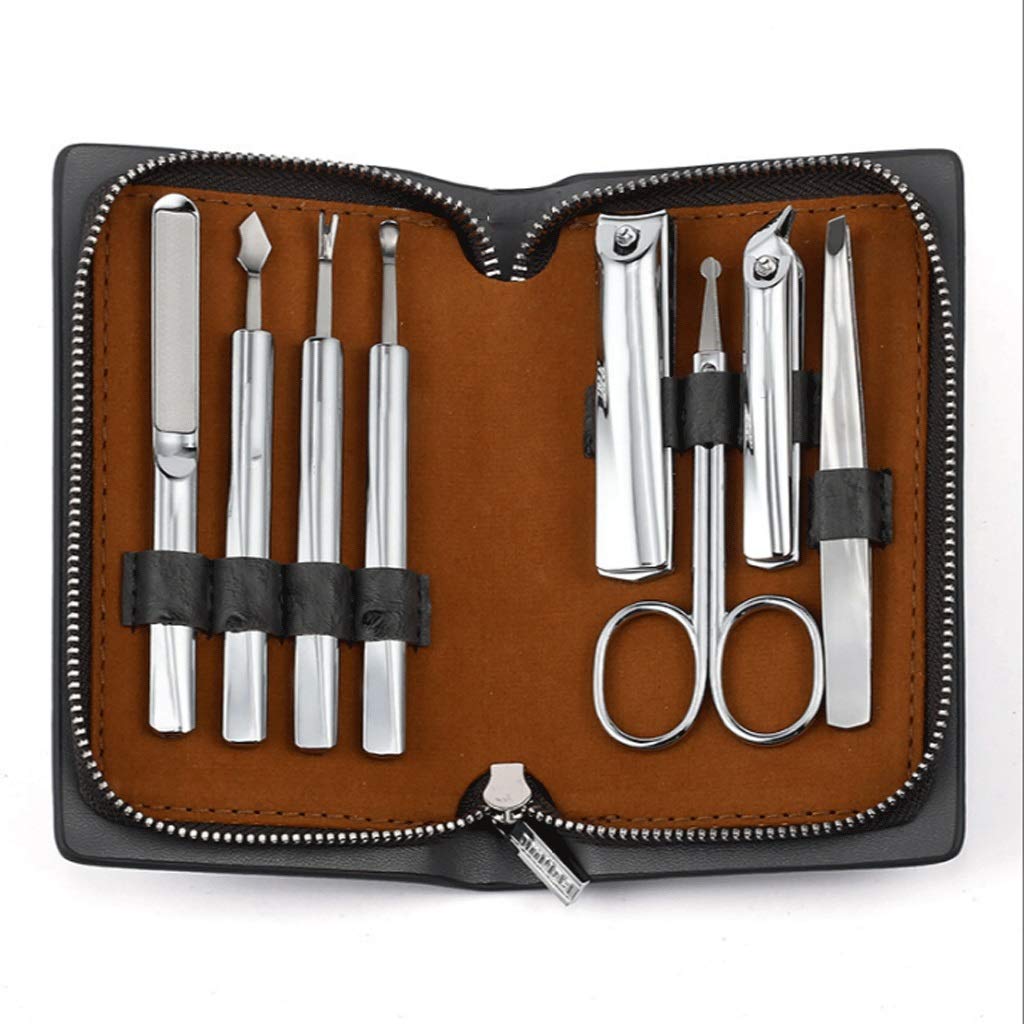 Professional 8-Piece Stainless Steel Manicure Pedicure Set - Nail Clippers Kit for Men & Women, Durable Gray Nail Care Tools for Home & Travel Grooming