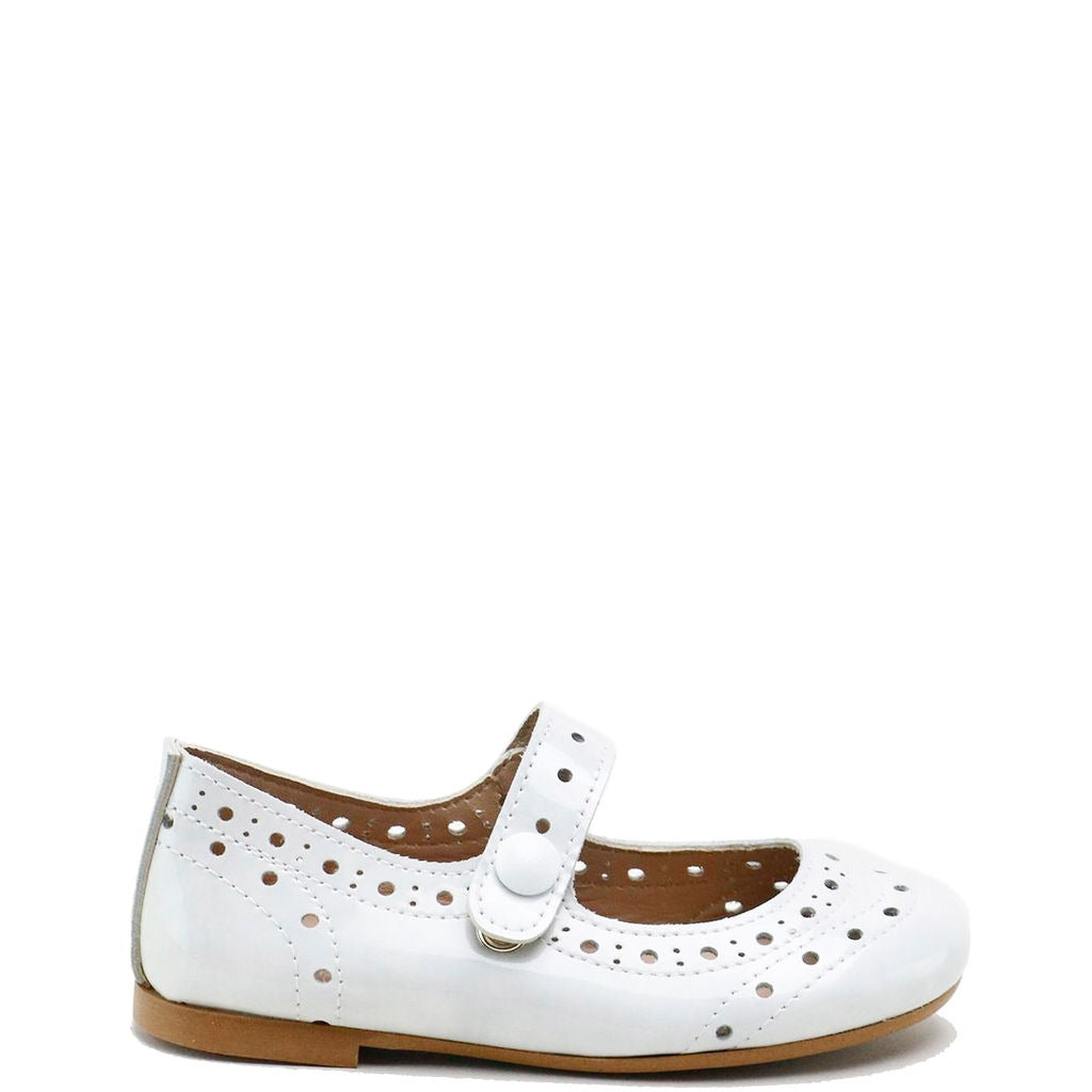 Stylish Light Gray Patent Perforated Mary Jane Shoes for Women - Comfortable & Fashionable Flats for Work, Dating & Casual Outfits