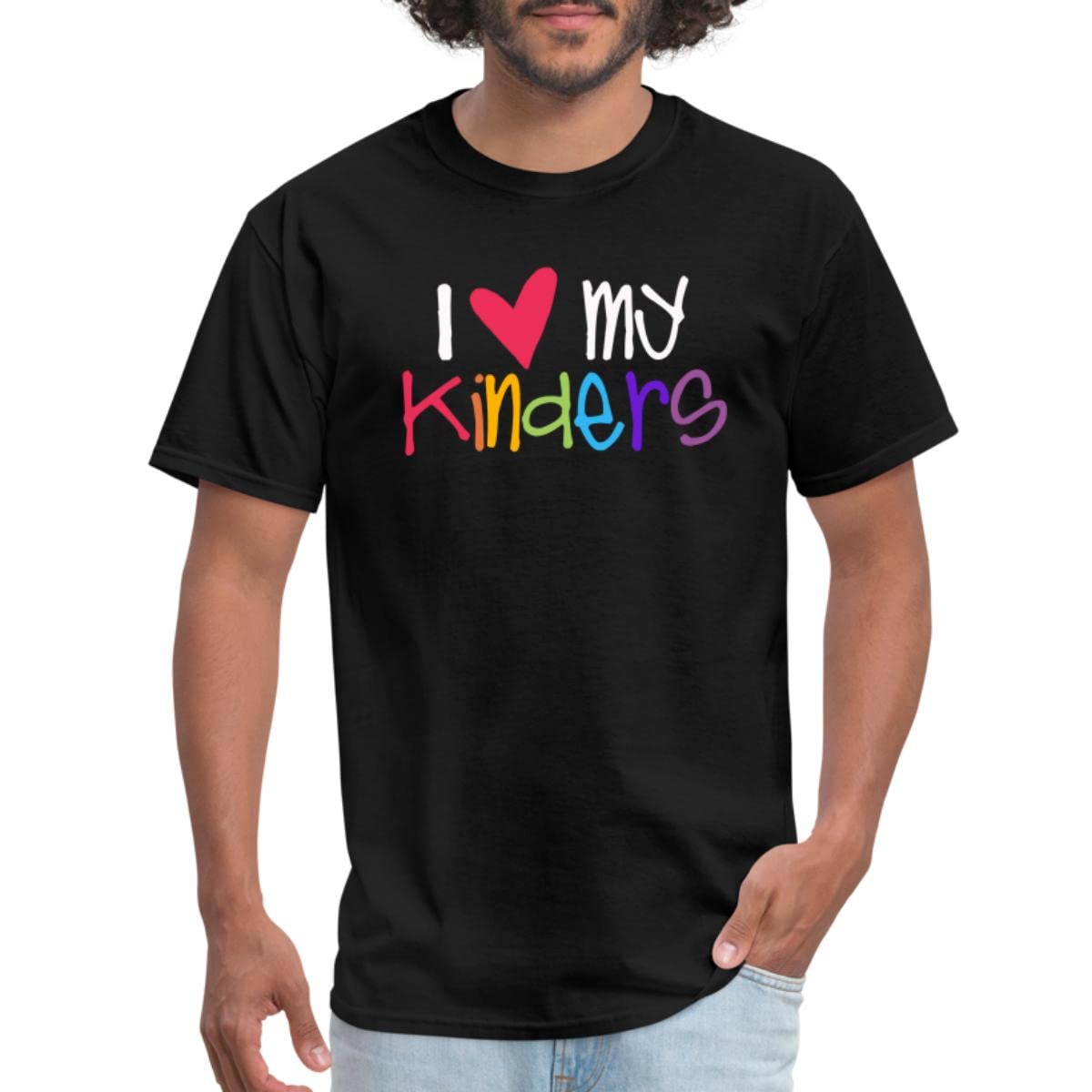 I Love My Kinders Teacher T-Shirt for Men - Spreadshirt Comfortable & Fun Educator Apparel - Perfect for Classroom, Teacher Appreciation & School Events