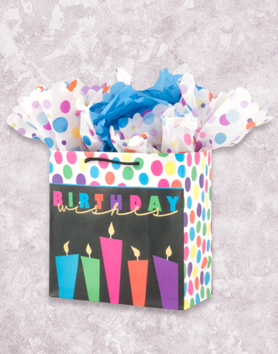 Bubble Wishes Medium Square Gift Bags - Perfect for Birthday Parties, Baby Showers & Wedding Favors