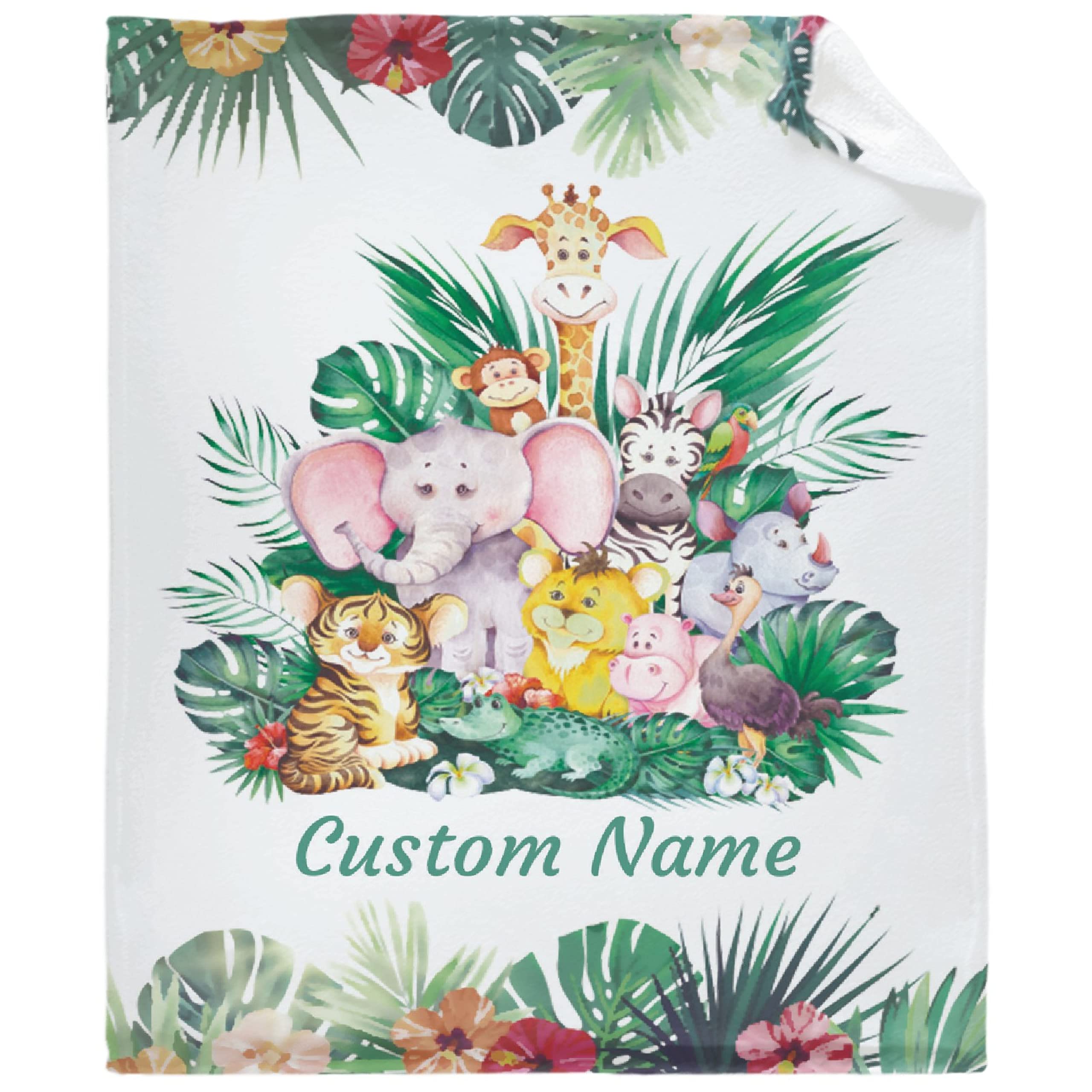 Personalized Baby Blankets for Girls & Boys - Custom Name Baby Blanket | Soft Cozy Fleece Throw for Newborns | Tropical Animal Design | XL Size for Nursery, Crib & Family Cuddles | Perfect Baby Shower Gift & Toddler Bedding