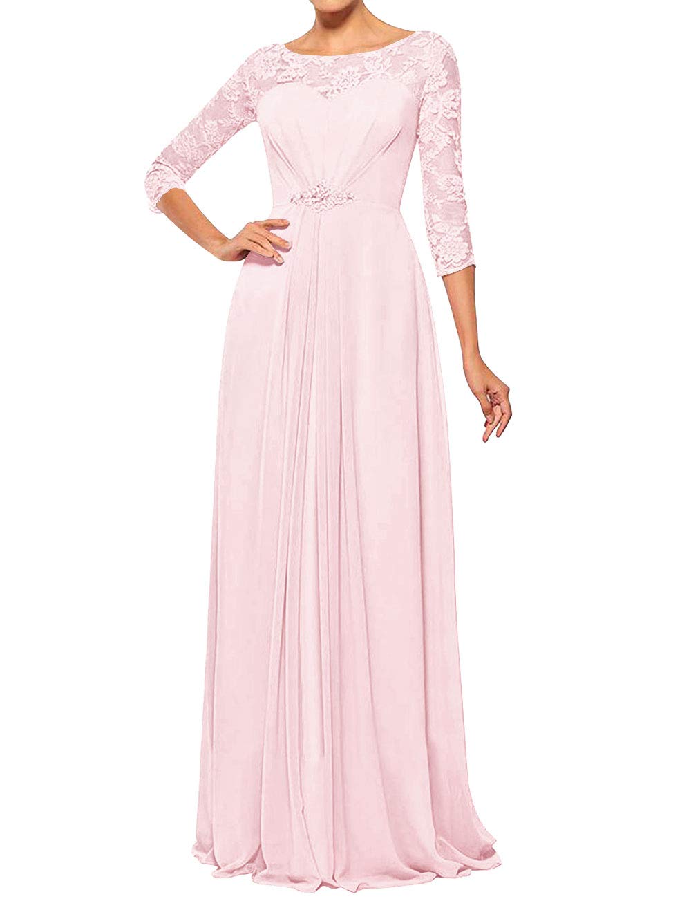 Elegant Long Chiffon Mother of the Bride Dress with Beaded Details - Formal Evening Gowns for Weddings, Receptions & Special Occasions