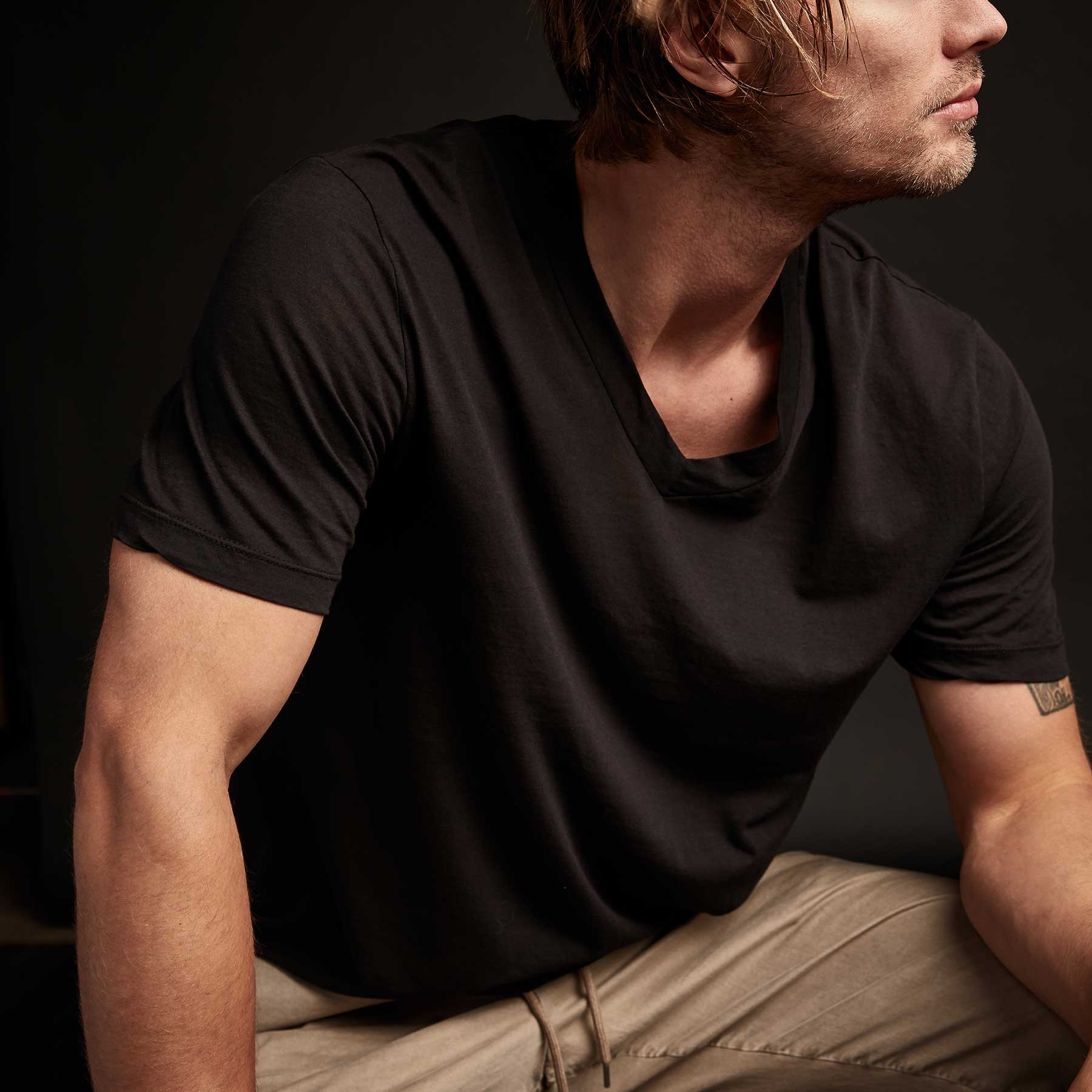 3 Pack Soft Cotton Short Sleeve V-Neck T-Shirts for Men - Black - Casual Wear, Gym, Lounge & Everyday Comfort