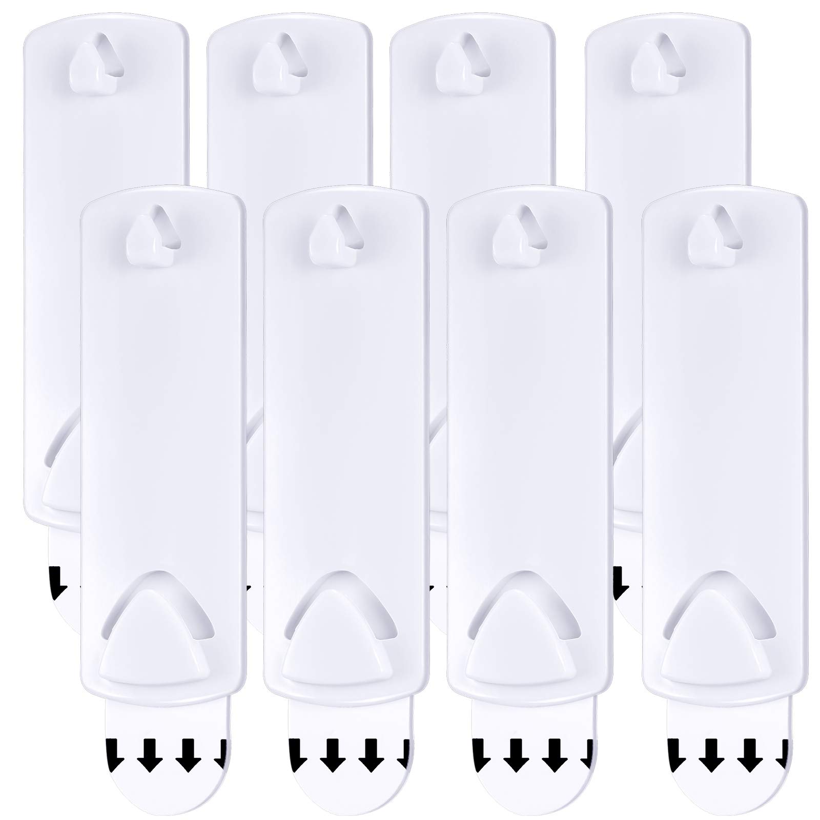 No Damage Picture Frame Hangers - 8 Pack White Adhesive Hooks for Wall Mounting, Wire-Back Frame Hanging Kit - Perfect for Gallery Walls, Photo Displays & Home Decor Without Damaging Paint