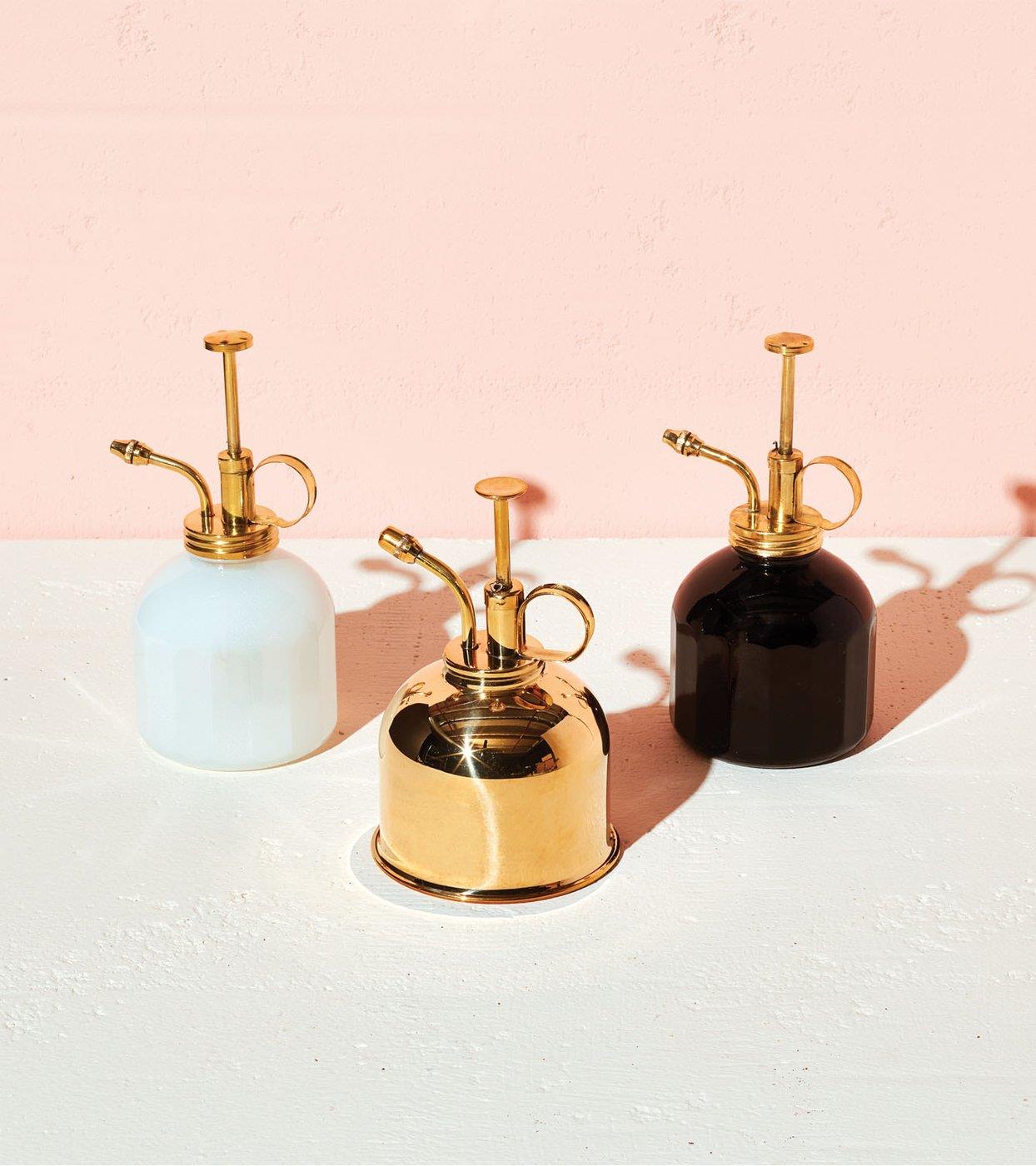 Premium Black Glass & Brass Mister Bottle - Elegant Plant Water Sprayer for Indoor Plants, Home Decor, and Aromatherapy Use