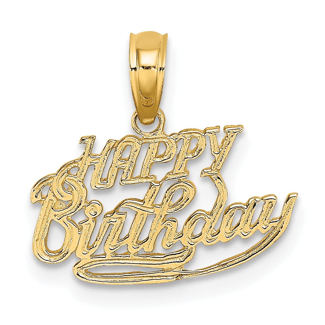 14k Solid Yellow Gold Happy Birthday Charm Pendant - Elegant Jewelry Gift for Women, Perfect for Birthday Celebrations, Anniversaries & Special Occasions