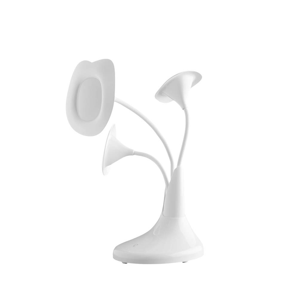 3-Head Adjustable USB Rechargeable LED Desk Lamp with Dimmable Eye-Caring Light - Nordic Style Nightstand Reading Lamp for Bedroom, Office & Study Room