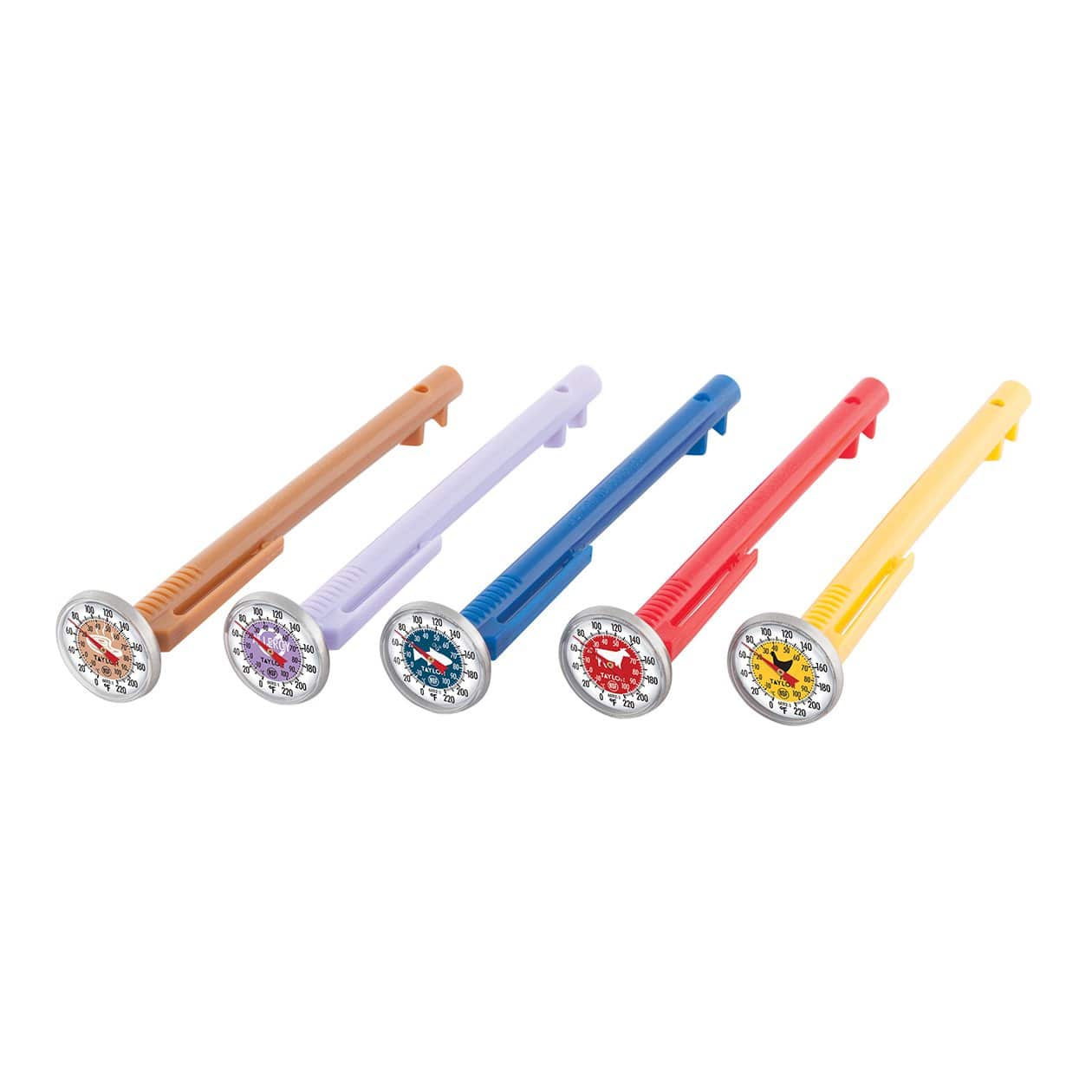 5-Pack Instant Read Meat Thermometer with Dial - Fast & Accurate Cooking Thermometer for Grilling, Baking, and Food Safety (1 Dial per Thermometer)