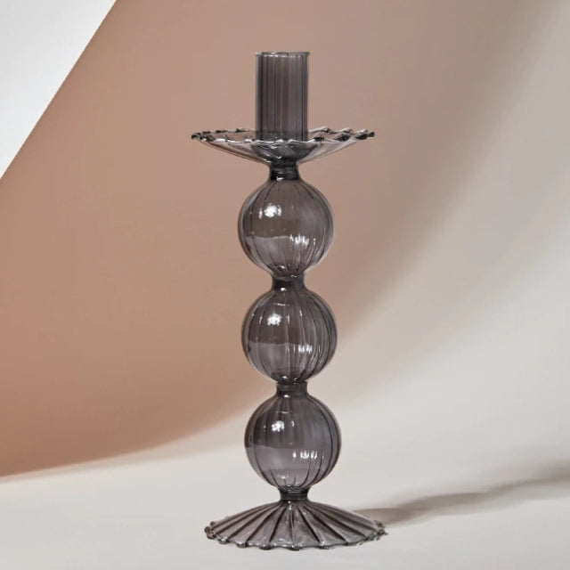 Black Ball Shape Glass Candlestick Holder - Elegant Home Decor for Dining Table, Wedding Centerpiece & Romantic Ambiance Lighting