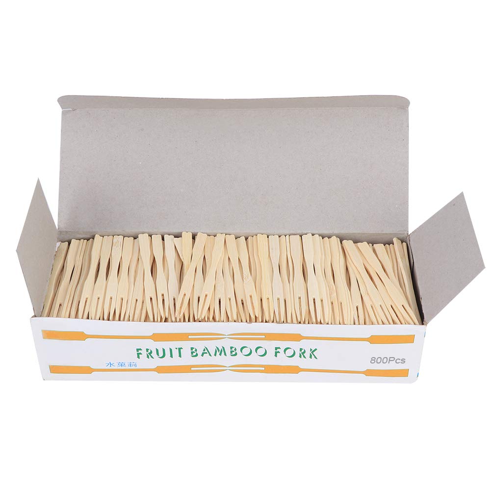 800Pcs Disposable Bamboo Forks - Eco-Friendly Mini Dessert Forks for Cake, Fruit, Appetizers, Cocktail Parties, Buffets & Pastries | Durable Kitchen & Tableware Accessories for Home, Weddings & Catering Events