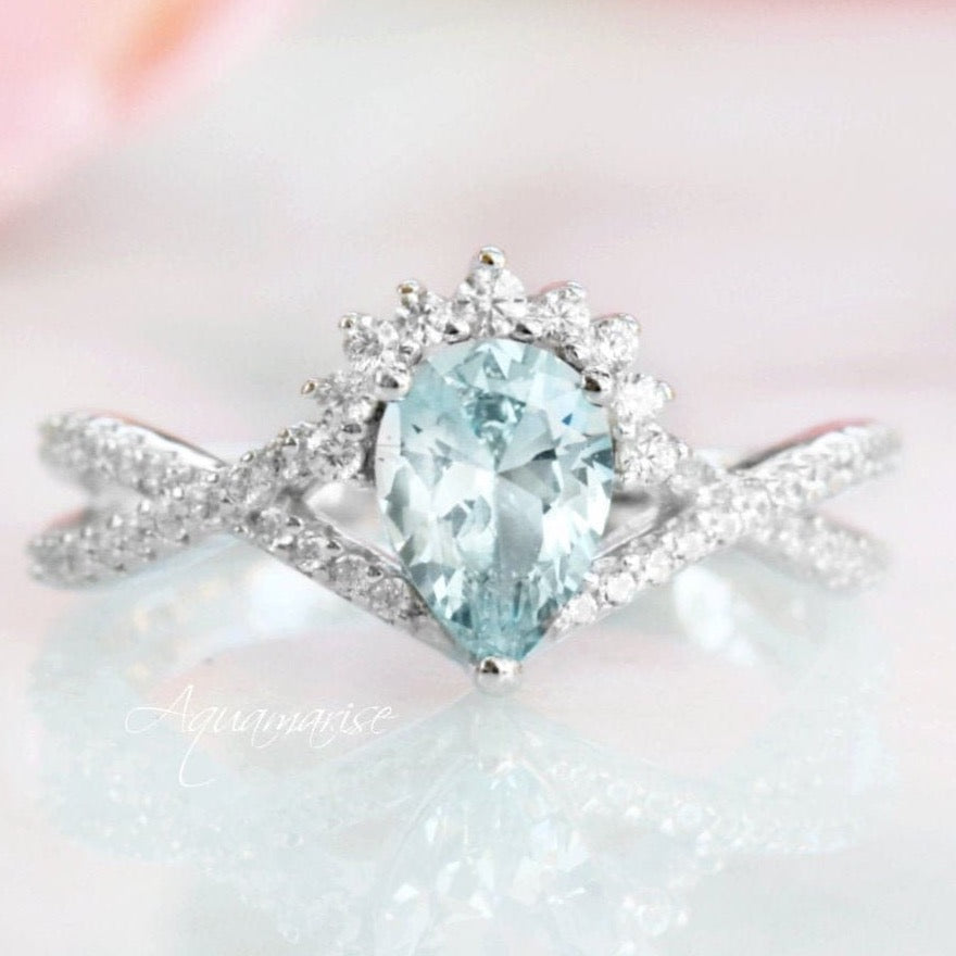 Alice Aquamarine Ring Sterling Silver – Elegant March Birthstone Jewelry for Women, Perfect for Gifts, Anniversaries & Special Occasions