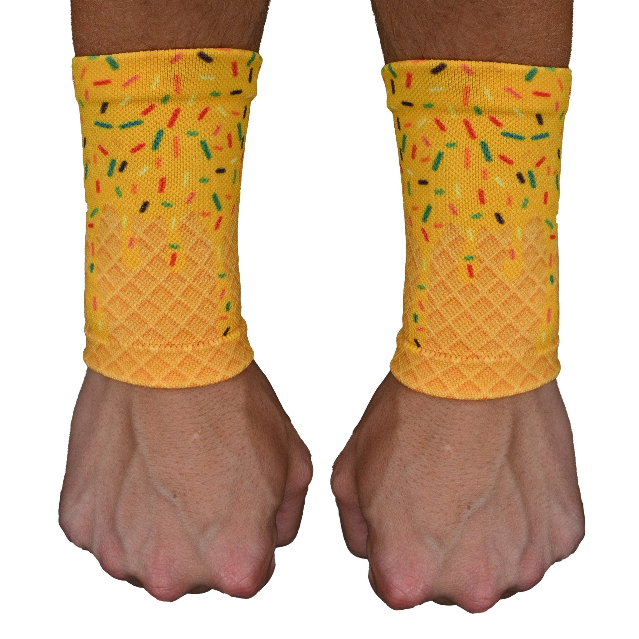 Yellow Ice Cream Wrist Support Sleeves - Comfortable Compression Brace for Carpal Tunnel, Arthritis & Tendonitis Relief - Perfect for Typing, Gaming & Sports Activities
