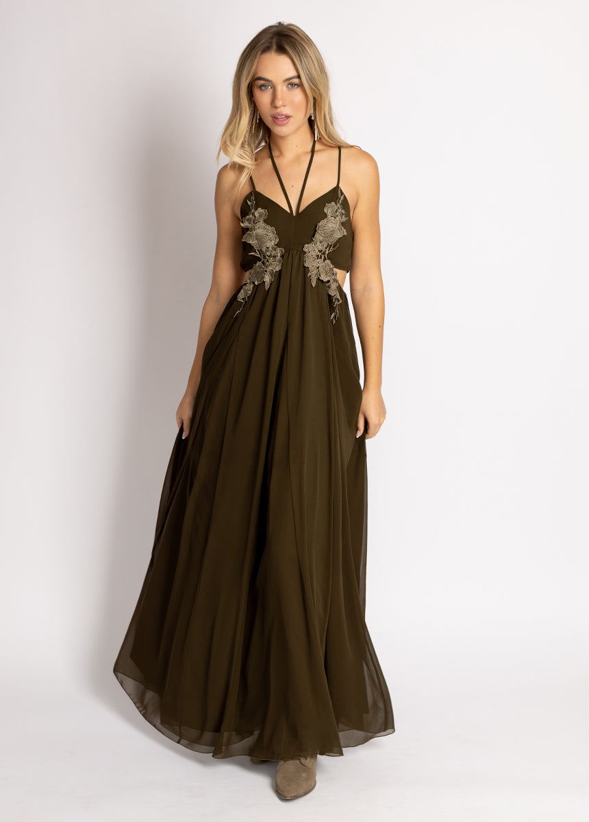 Deep Moss Mari Dress - Elegant Women's Flowy Maxi Dress for Casual Wear, Date Night & Summer Outfits