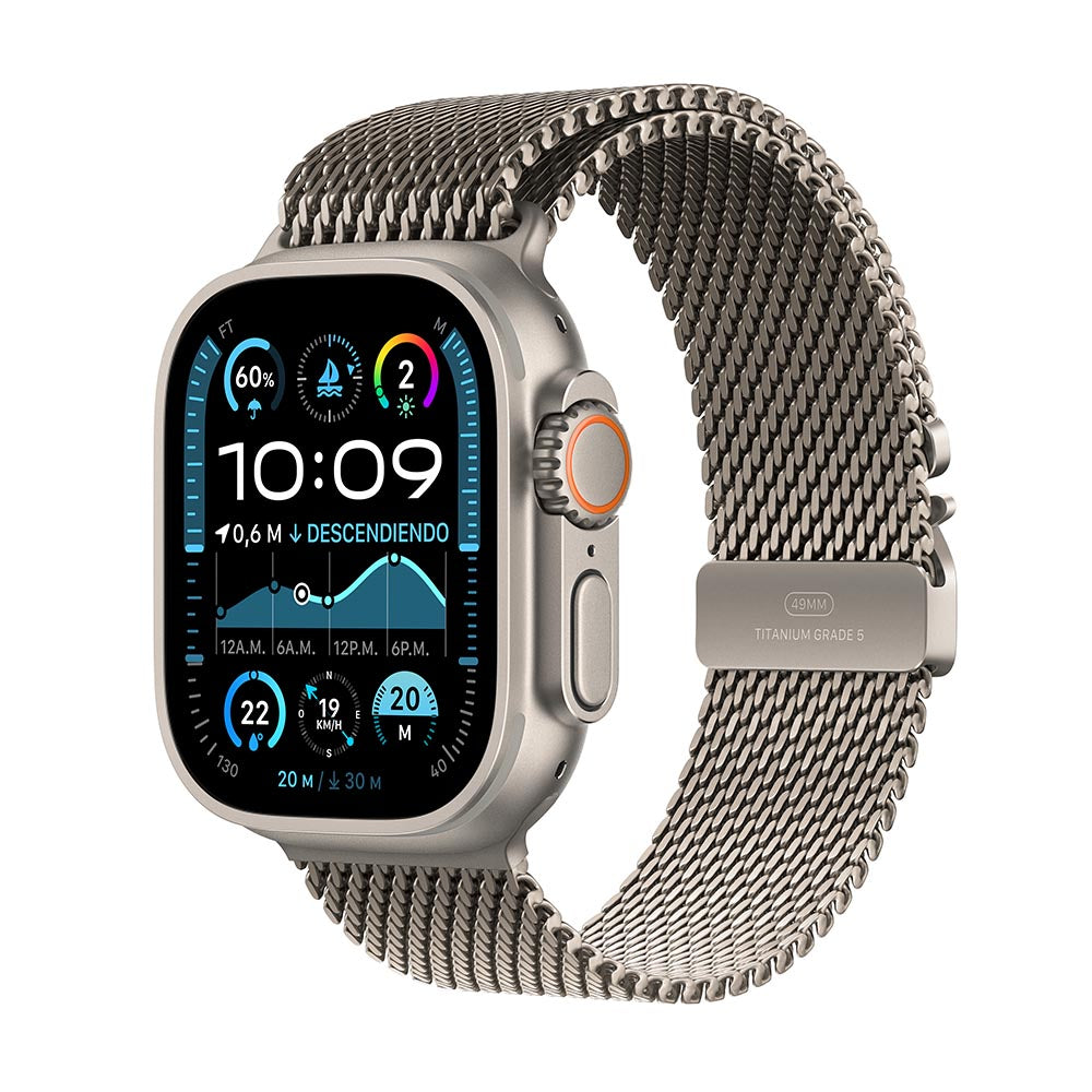 Apple Watch Ultra 2 GPS + Cellular 49mm Titanium Case with Natural Titanium Milanese Loop Band - Perfect for Fitness Tracking, Outdoor Adventures & Everyday Smartwatch Use