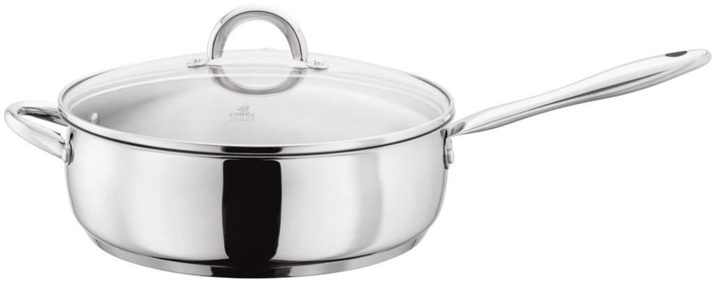 Judge Classic 28cm Nonstick Saute Pan with Tempered Glass Lid - Perfect for Stir-Frying, Searing & Simmering - Ideal for Gas, Electric & Induction Cooktops
