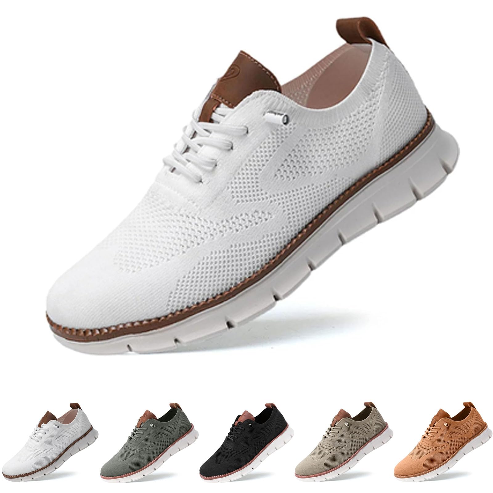 QQLADY Men's Breathable Oxford Shoes - Ultra Comfortable Business Casual Slip-On Sneakers with Arch Support for Walking, Tennis & Office Wear | Lightweight Mesh Dress Shoes for Men
