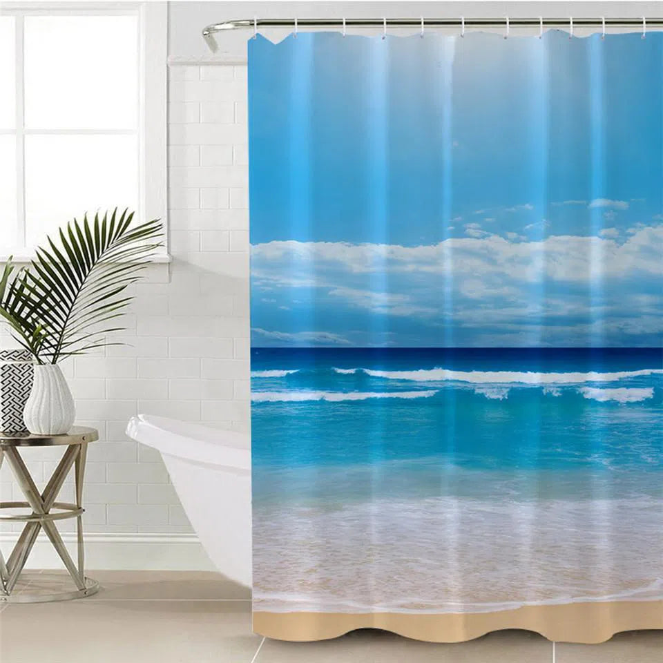 Peace of the Beach Shower Curtain - Coastal Themed Bathroom Decor for Relaxing Beach Vibes - Perfect for Bathrooms, Vacation Homes & Spa Retreats