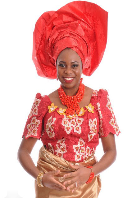 Elegant Red and Beige African Lace Bustier Top DPIM035 - Women's Fashion Corset for Parties, Weddings & Special Occasions