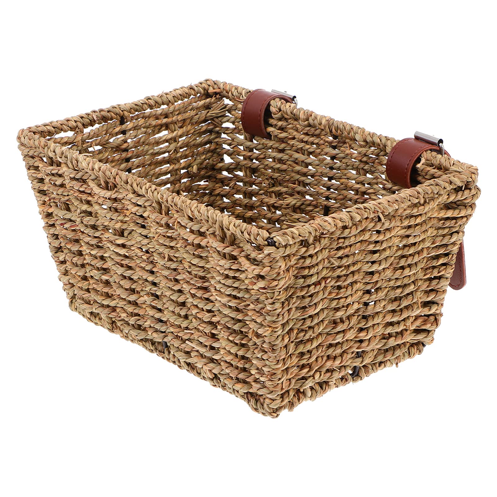 Cabilock Woven Wicker Bike Basket with Lid - Front Handlebar or Rear Cargo Basket for Bicycles - Perfect for Groceries, Picnics & Commuting (Random Color)