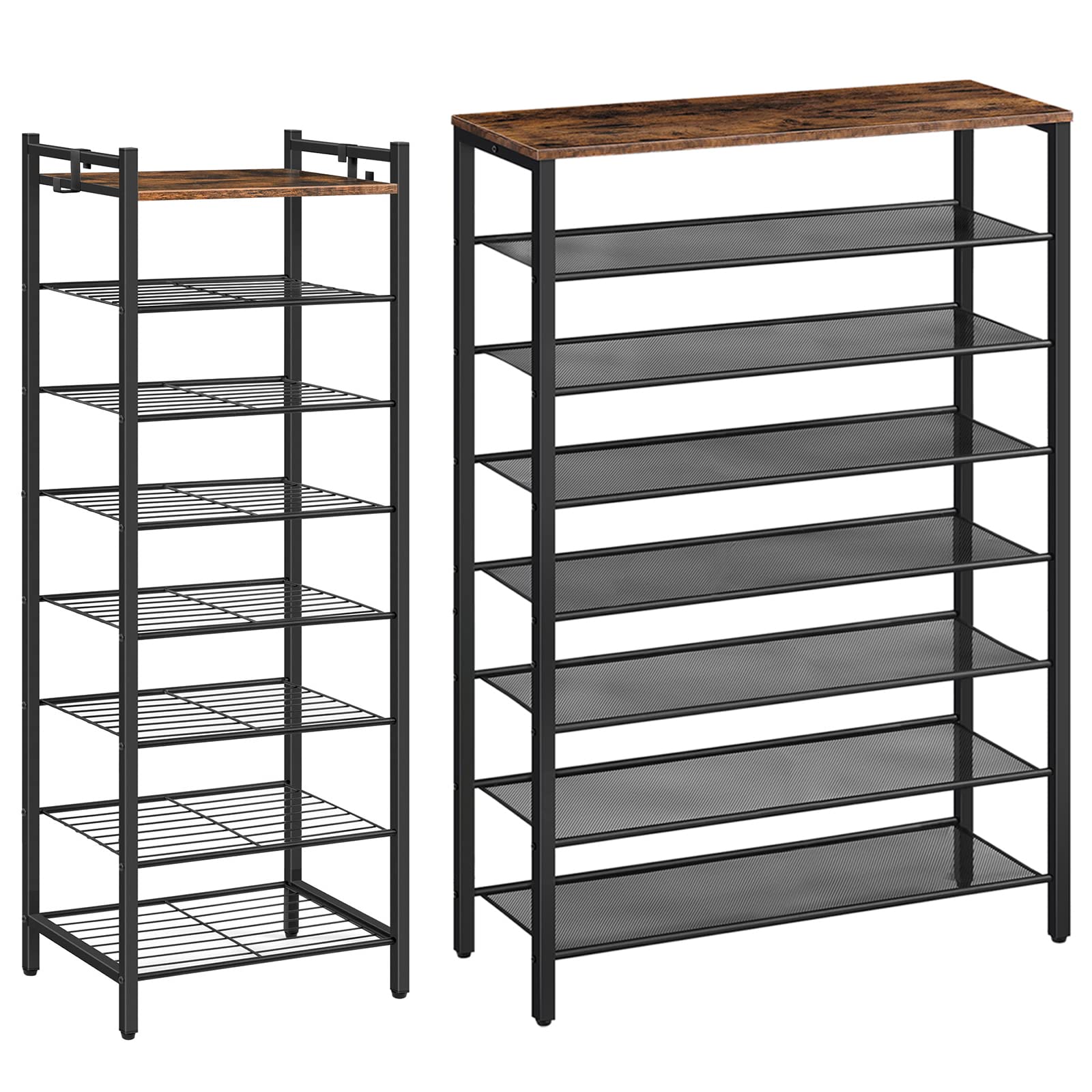 ALLOSWELL Narrow Shoe Rack - Free Standing Shoe Storage Organizer for Entryway, Closet & Hallway | Space Saving Shoe Shelf for Small Spaces | Perfect for Apartments, Dorms & Mudrooms (Models SRHR0801-SRHR1801)