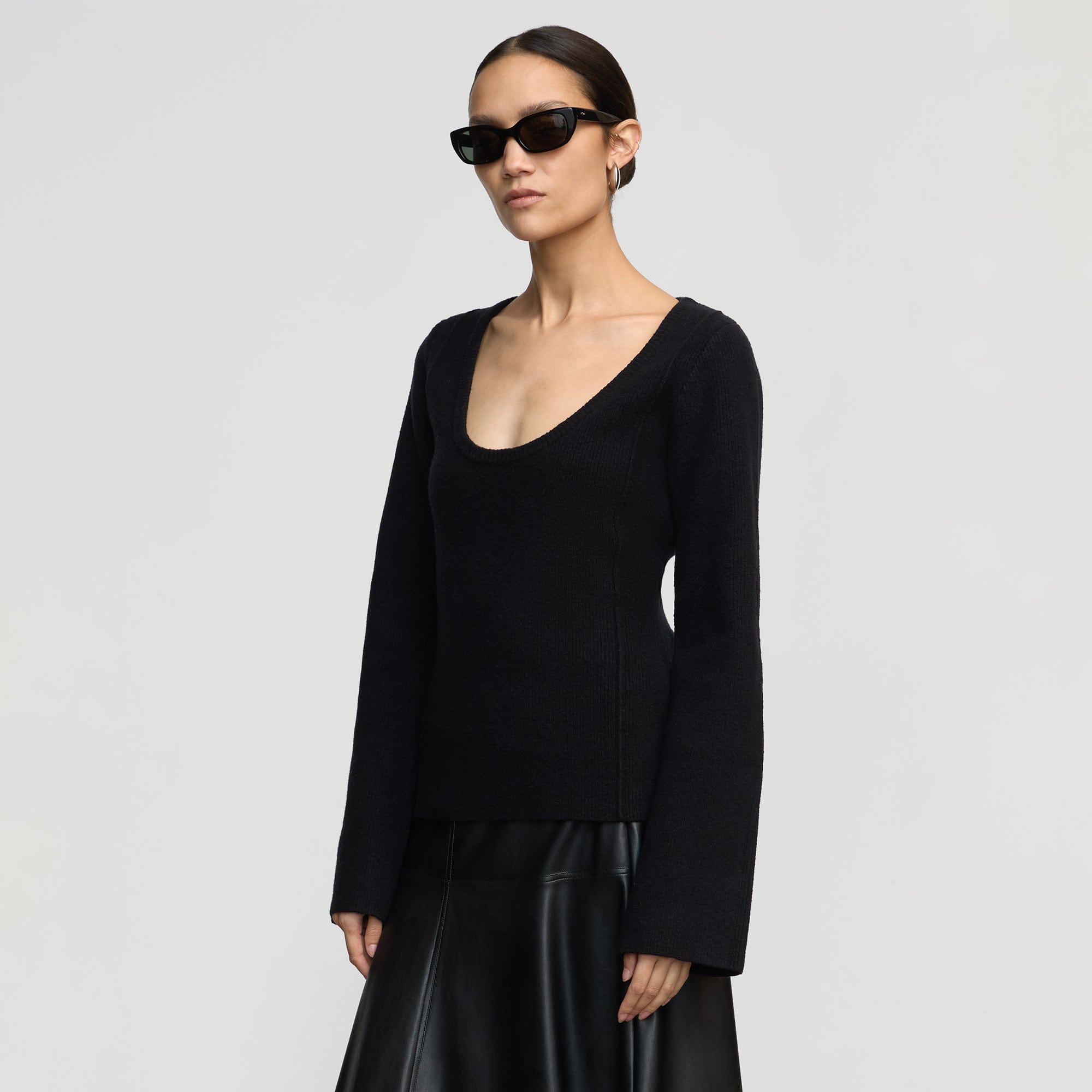 Camilla Seam Detail Scoop Neck Sweater - Women's Soft Knit Pullover for Casual & Office Wear | Perfect for Fall & Winter Outfits
