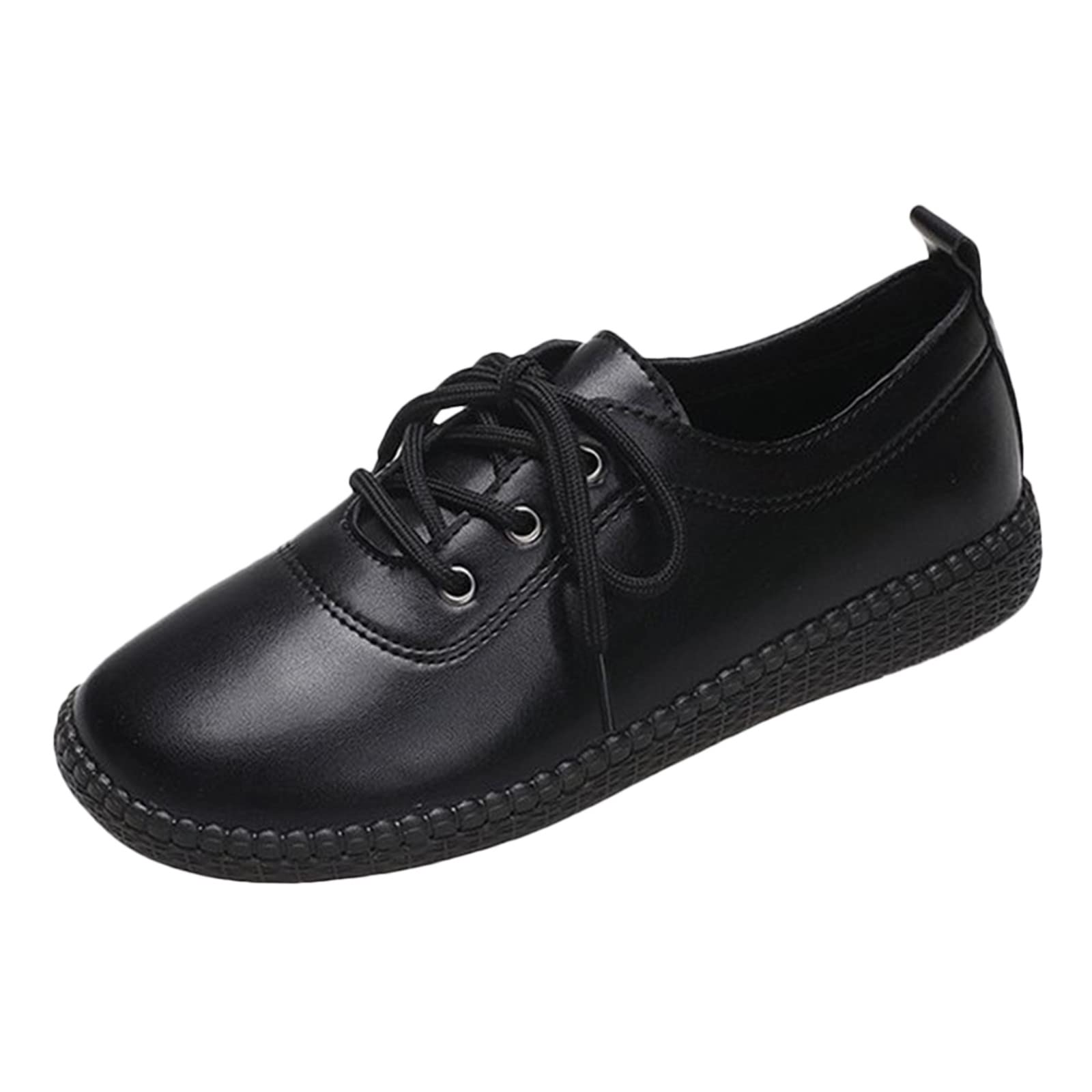 Ankarnis Women's Comfortable Leather Flat Loafers - Slip On Casual Dress Shoes for Driving, Walking & Outdoor Activities - Black