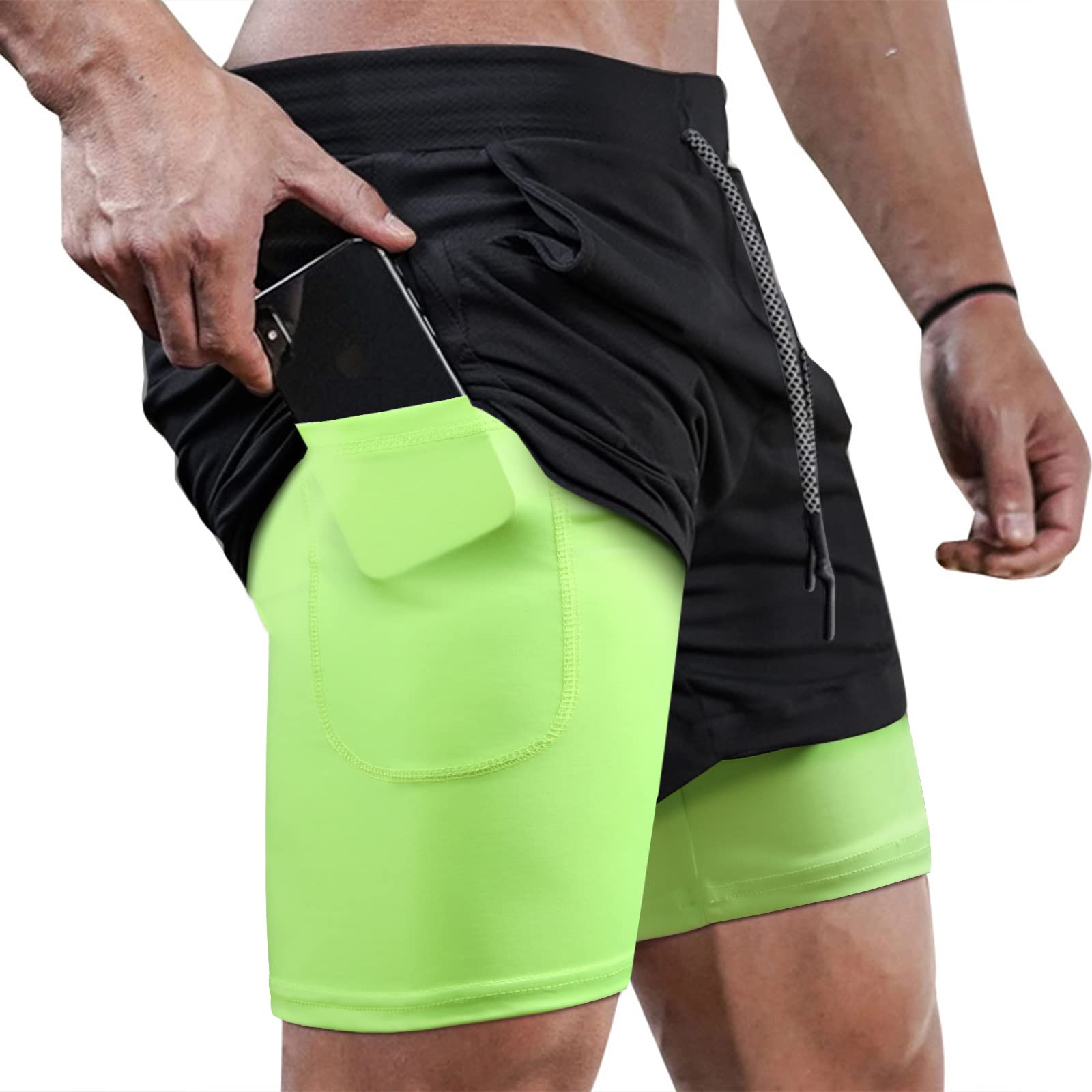 Surenow Men's Running Shorts - 2-in-1 Workout Shorts with Liner for Gym, Yoga & Outdoor Sports | 7-Inch Breathable Athletic Shorts for Running, Training & Active Lifestyle