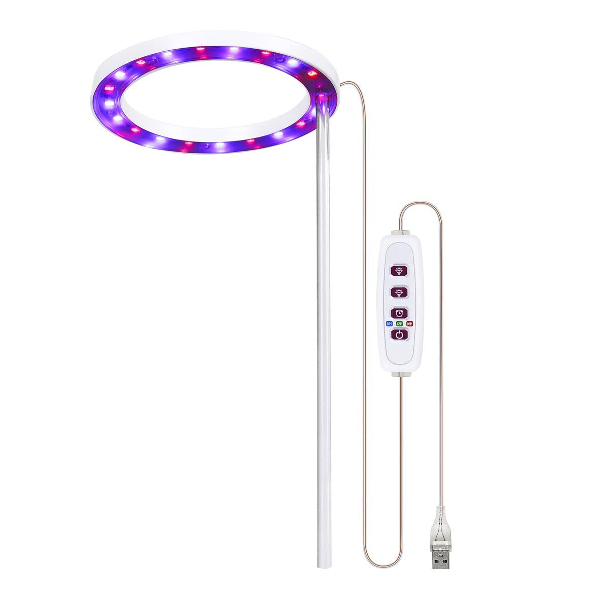 Single Angel Rings Full Spectrum LED Grow Light for Indoor Plants - USB Powered 5V Phytolamp for Seedlings, Succulents & Flowering Plants | Perfect for Hydroponics, Greenhouses & Home Gardening