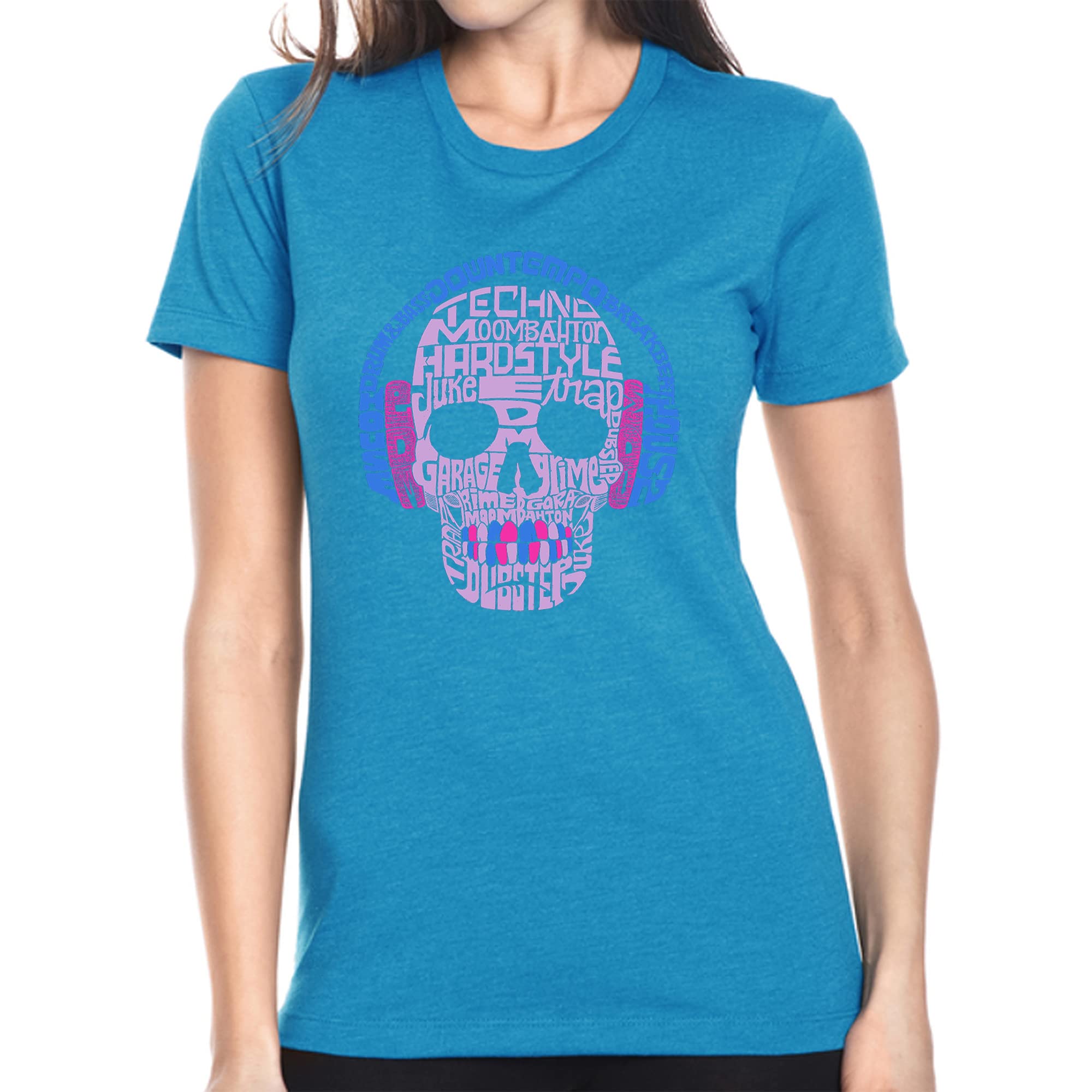 LA POP ART Women's Premium Blend Word Art T-Shirt - Trendy EDM Graphic Tee for Concerts, Festivals & Casual Wear