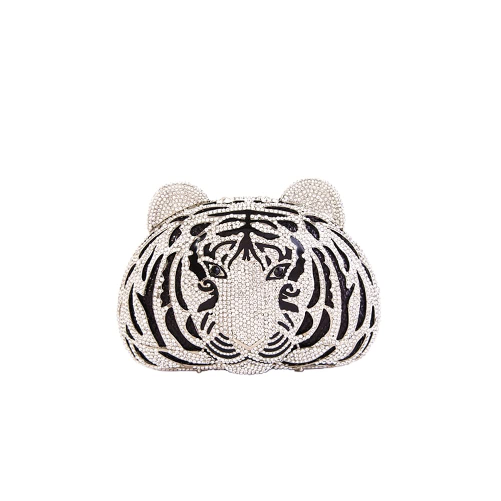 Sparkling Rhinestone Crystal Tiger Clutch Evening Bag for Women - Elegant Glittering Handbag for Formal Parties, Weddings & Special Occasions | Perfect Prom, Gala & Cocktail Event Accessory
