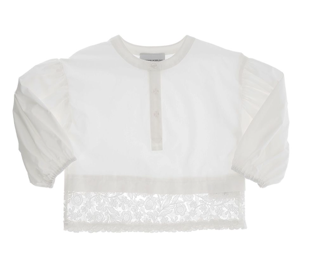 Ermanno Scervino Poplin Tulle Blouse for Women - Elegant Floral Embroidered Top (Sizes 12A, 16A) | Perfect for Weddings, Parties & Special Occasions