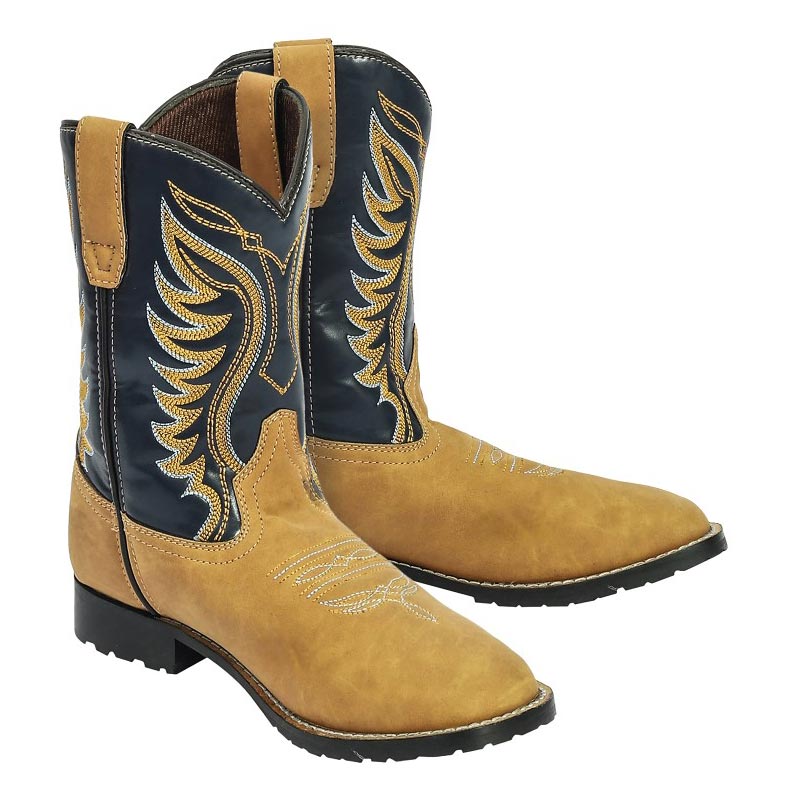 TuffRider Youth Lassen Rounded Toe Western Boots for Kids - Durable Cowboy Boots for Horse Riding & Country Style Fashion