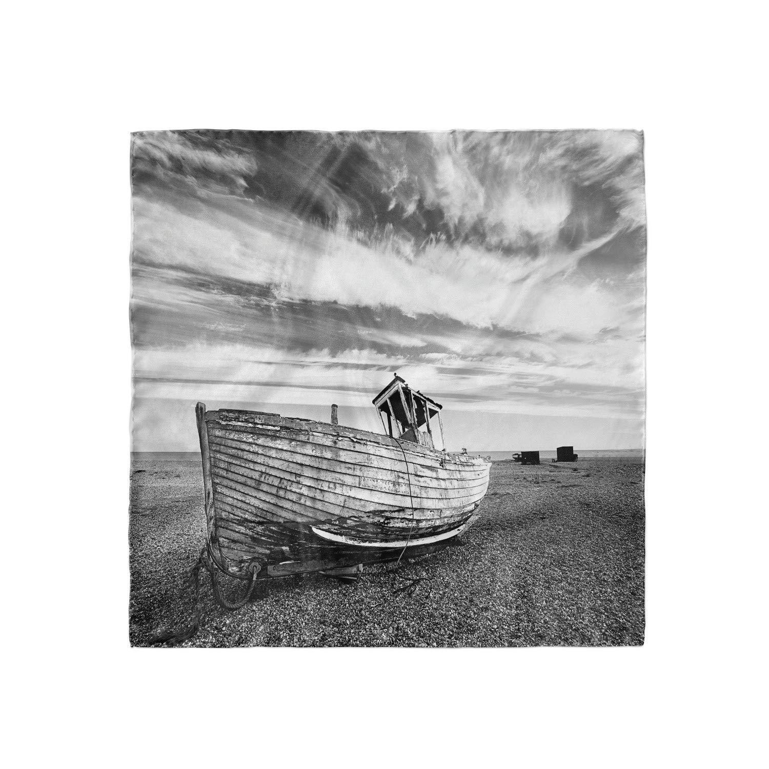 Ambesonne Grey Head Scarf with Wooden Boat on Beach Dusk Print - Stylish Hair Wrap for Women - Perfect for Beach Outings, Travel, and Everyday Fashion Accessories