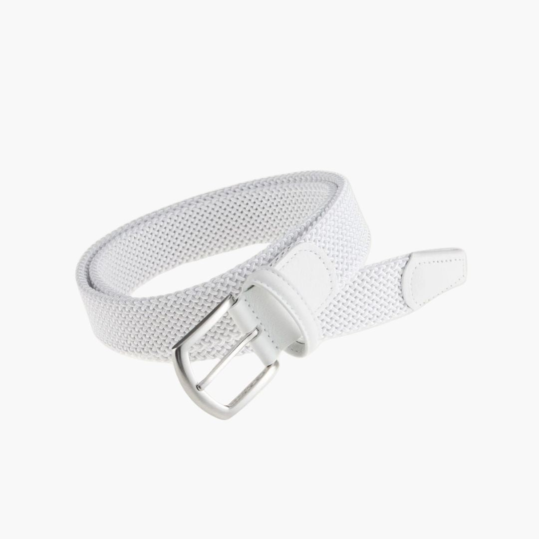 3.5cm Woven Elastic Belt for Women & Men - Adjustable Waistband Strap - White Fashion Accessory for Pants, Skirts, Dresses & DIY Sewing Projects