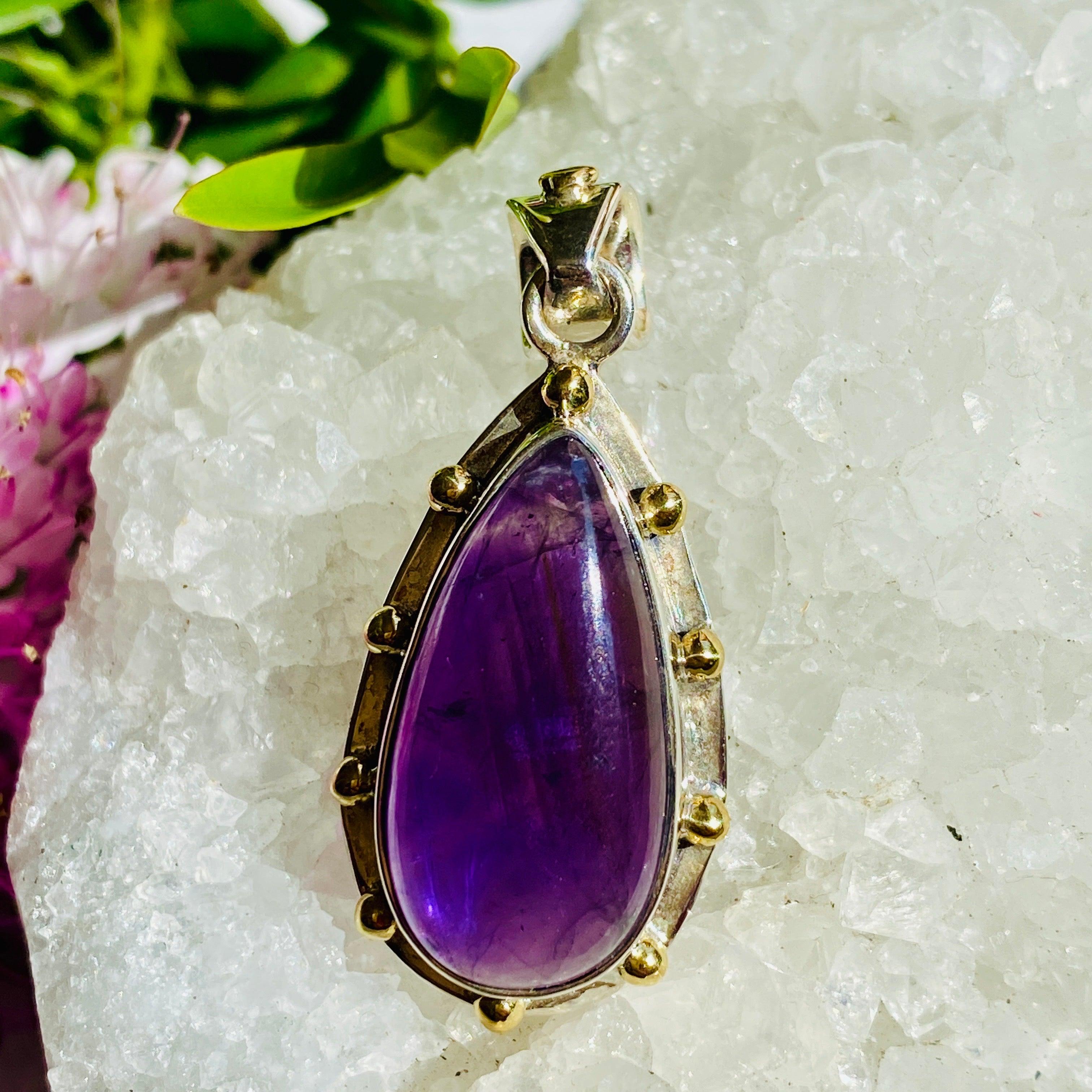 Amethyst Teardrop Pendant Necklace - Elegant Purple Gemstone Jewelry for Women - Perfect for Gifts, Parties & Everyday Wear