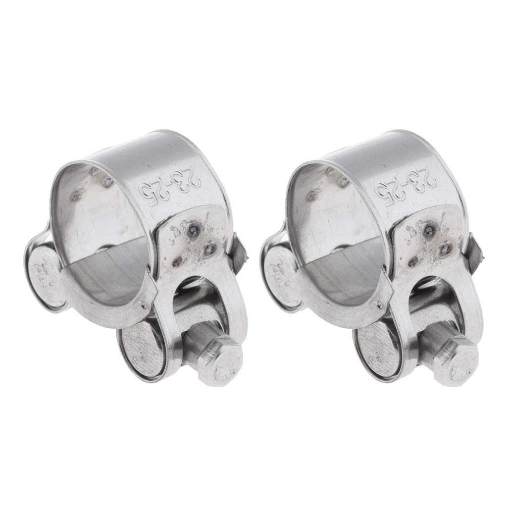 FAKEME 2X Universal 23mm-25mm Motorcycle Exhaust Pipe Clamp Caliper - Stainless Steel Muffler Clamps for Harley, Honda, Yamaha - Durable Exhaust System Repair & Maintenance Accessories for Road Trips & Performance Upgrades