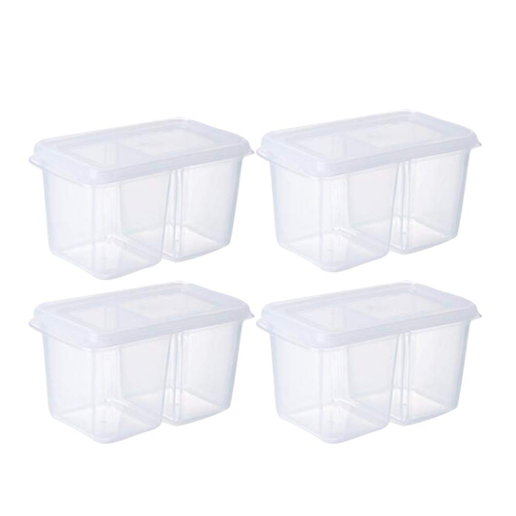 UPKOCH 4-Piece 2-Grid Onion Ginger Garlic Storage Container with Lid - Refrigerator Organizer, Kitchen Food Saver Box for Fresh Herbs, Spices & Sauces - Perfect for Meal Prep & Pantry Organization