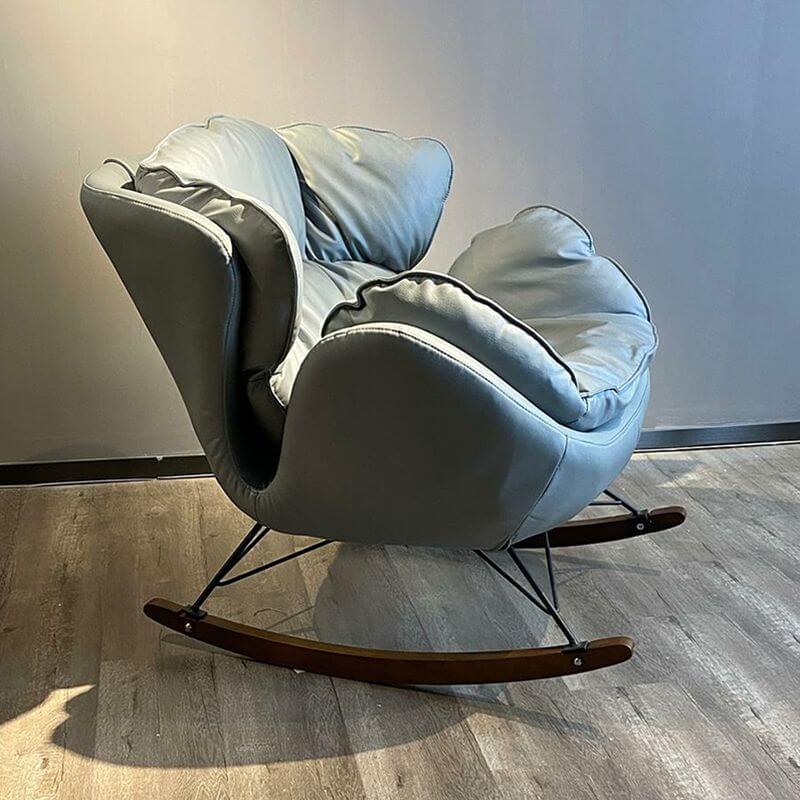 Modern Indoor Rocking Chair with Black Upholstery - Non-Scratch Recessed Arm Design - Perfect for Living Room, Nursery & Relaxation
