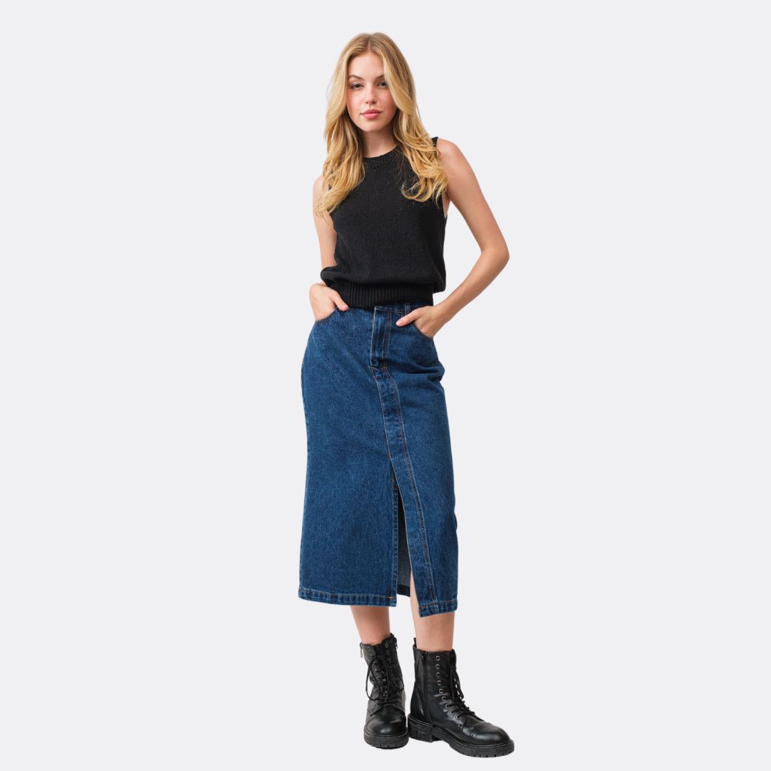 Ana Denim Skirt for Women - High Waisted Stretch Jeans Skirt | Perfect for Casual Outfits, Date Nights & Summer Fashion