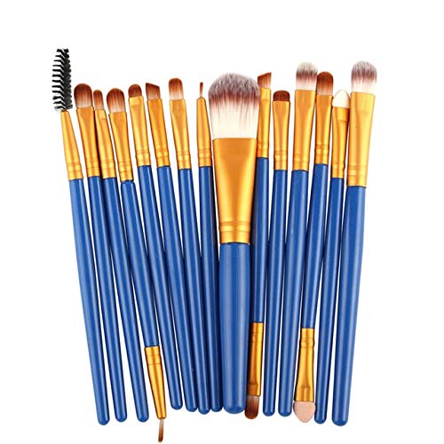 15-Piece Professional Makeup Brush Set for Foundation, Eyeshadow, Eyeliner & Lips - Soft Synthetic Bristles for Flawless Face & Eye Makeup Application - Perfect for Daily Use, Travel & Professional Makeup Artists