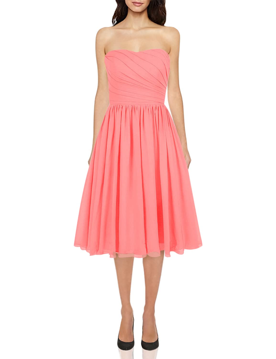 JAEDEN Short Chiffon Strapless Bridesmaid Dresses - Elegant Wedding Guest & Prom Dresses for Women - Perfect for Bridal Showers, Bachelorette Parties & Formal Events