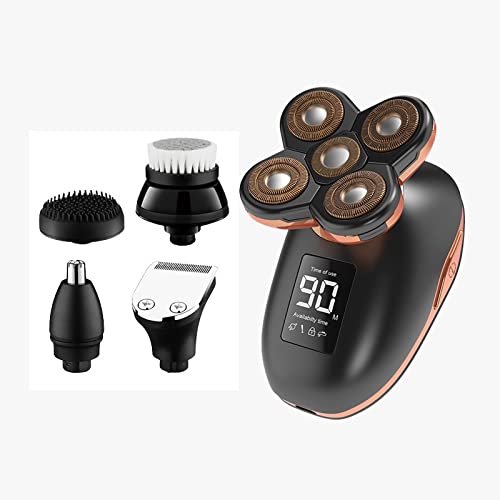 Electric Head Shaver for Bald Men - Rechargeable LCD Shaver with Beard/Nose/Ear Trimmer & Facial Brush - Perfect for Travel, Gym, and Daily Grooming